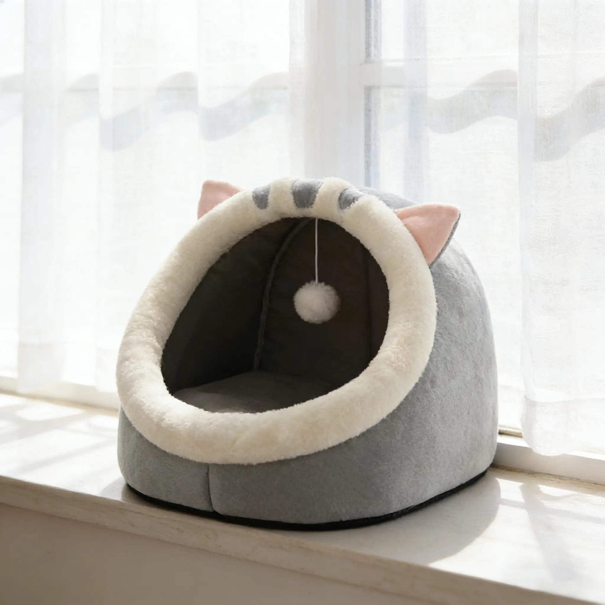 Rescue Kitten Bed-Cozy Cat Cave Bed, Plush Enclosed Soft House for Indoor Cats, Warm Fleece Interior, Washable & Collapsible, Calming Hideaway for Small Cats & Kittens
