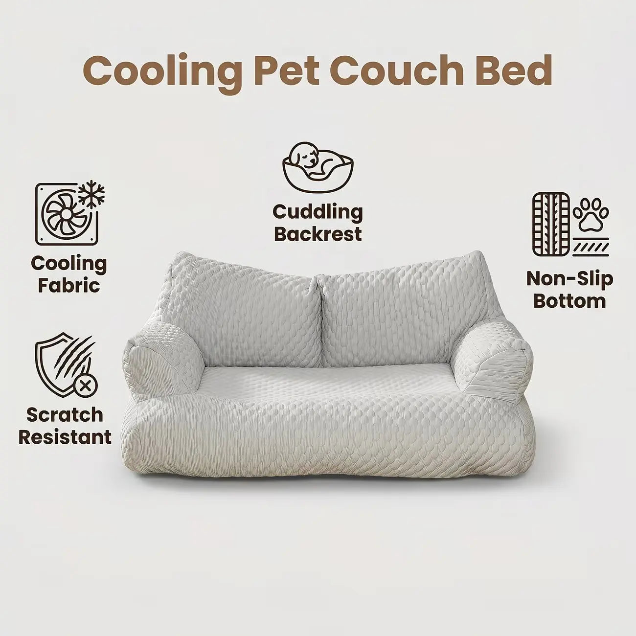 Pet Ice Silk Sofa, Summer Cooling Comfort, 22°C Temperature Drop, 5D Massage Balls, Durable Breathable, Suitable for Cats and Dogs