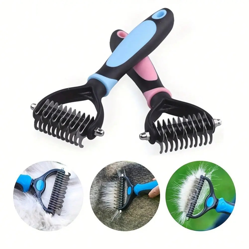 Pet Hair Comb Tool, Dual-Sided Knot-Free Brush for Dogs and Cats, Essential Grooming Supplies, Easy-To-Use Pet Care Accessory
