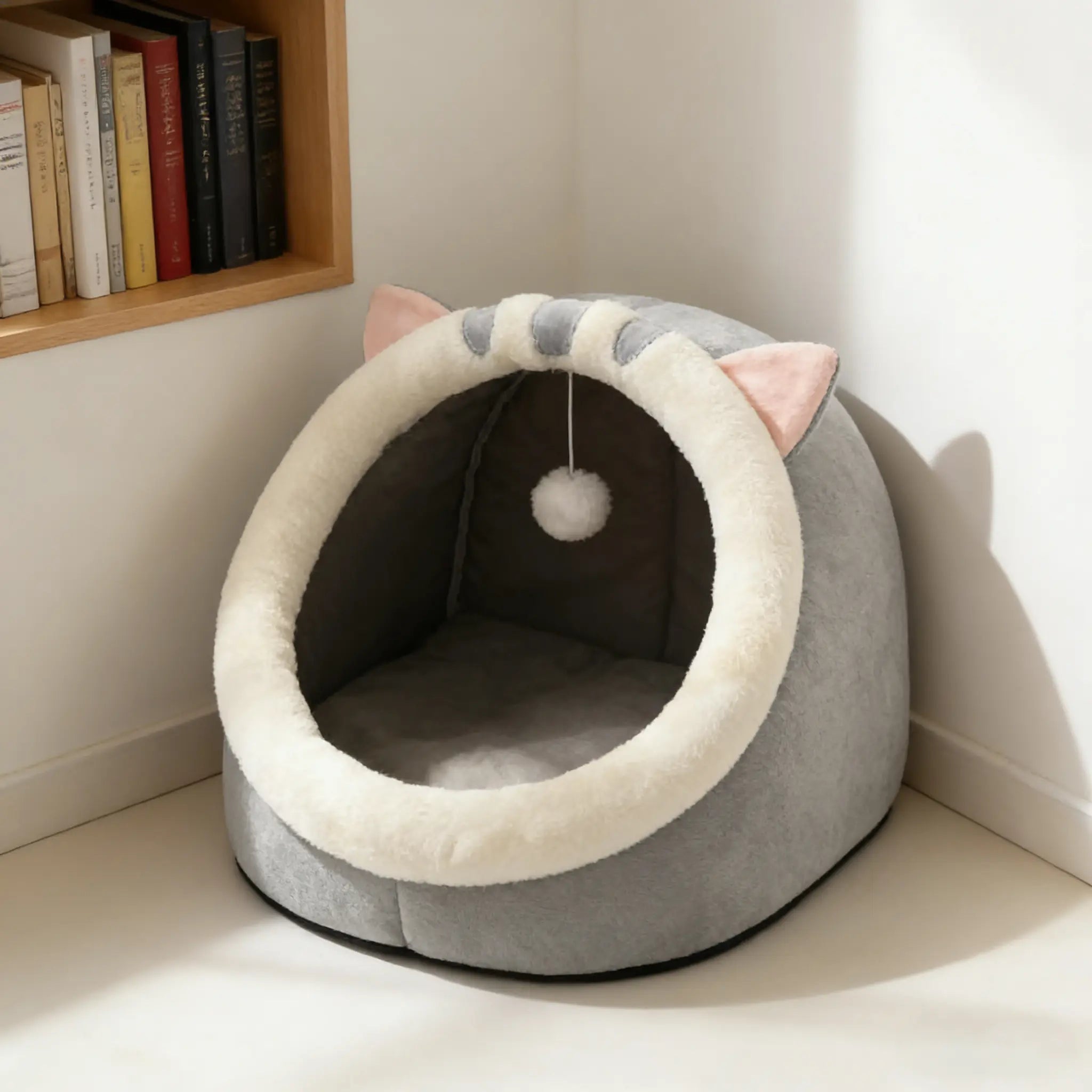 Rescue Kitten Bed-Cozy Cat Cave Bed, Plush Enclosed Soft House for Indoor Cats, Warm Fleece Interior, Washable & Collapsible, Calming Hideaway for Small Cats & Kittens