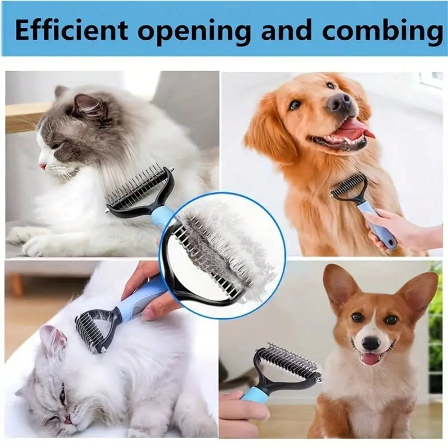 Pet Hair Comb Tool, Dual-Sided Knot-Free Brush for Dogs and Cats, Essential Grooming Supplies, Easy-To-Use Pet Care Accessory