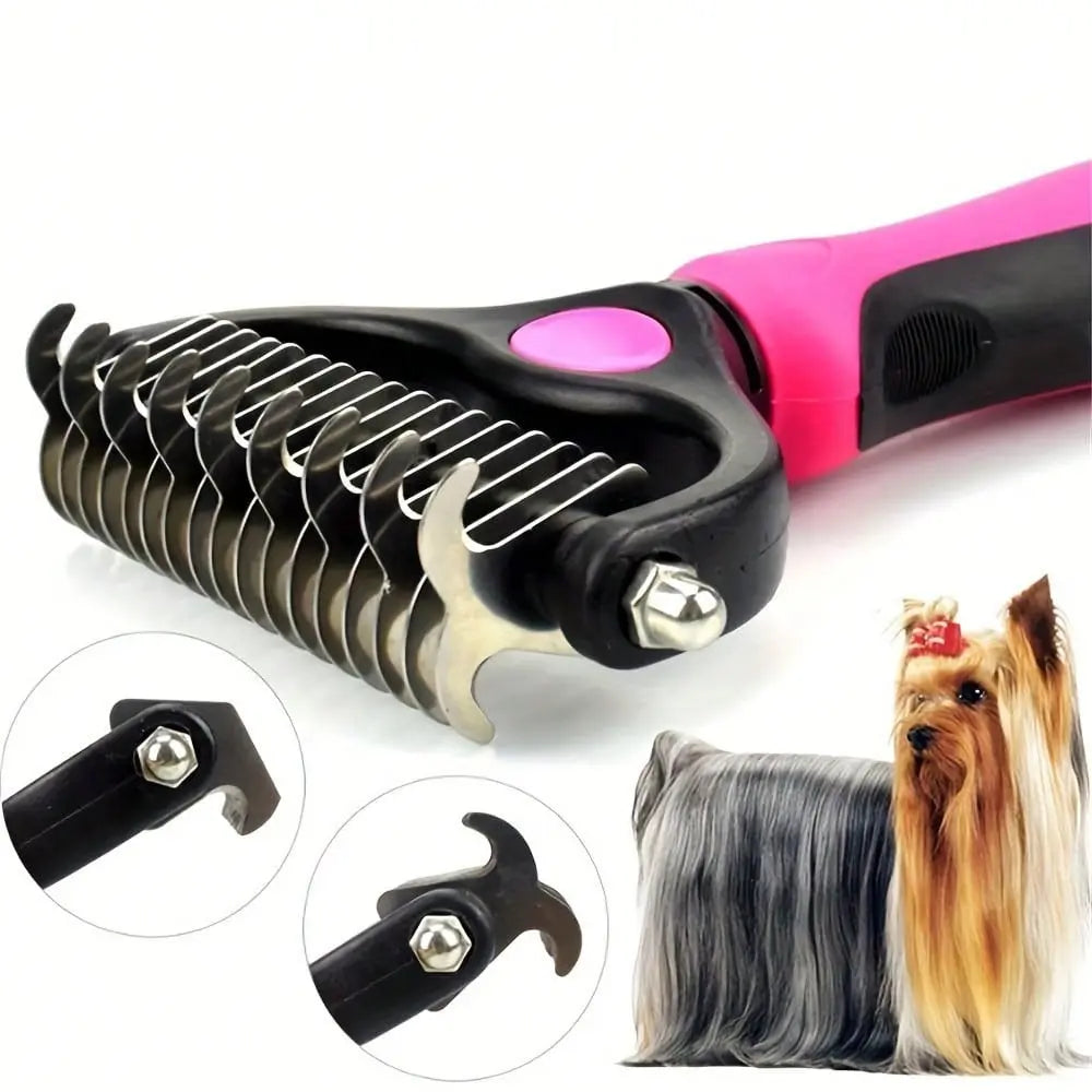 Pet Hair Comb Tool, Dual-Sided Knot-Free Brush for Dogs and Cats, Essential Grooming Supplies, Easy-To-Use Pet Care Accessory