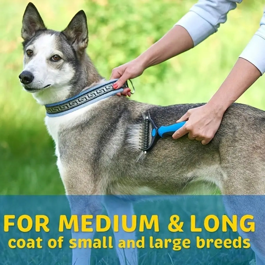Pet Hair Comb Tool, Dual-Sided Knot-Free Brush for Dogs and Cats, Essential Grooming Supplies, Easy-To-Use Pet Care Accessory